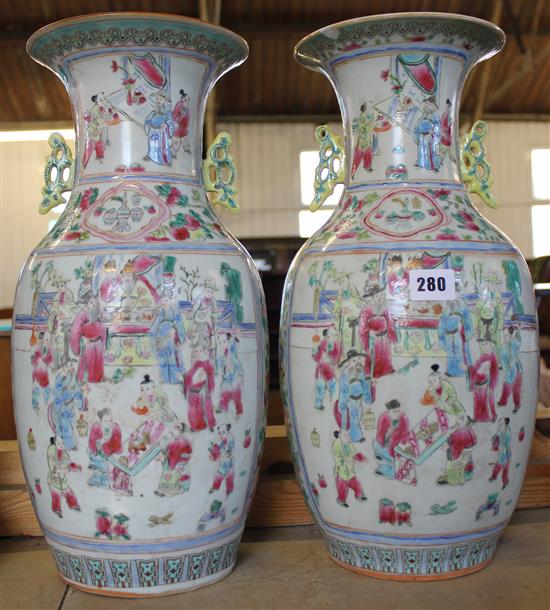 Pair of Chinese famille rose vases